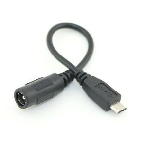 DC 5.5mm x 2.1mm Barrel Jack to Micro USB B 5p Male Power Adapter Cable