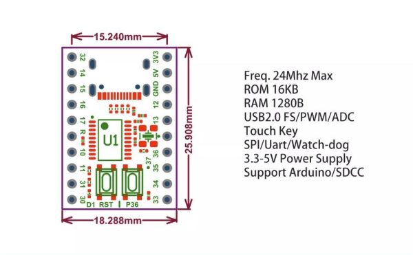 WCH MCS51 Arduino DIP20 TSSOP20