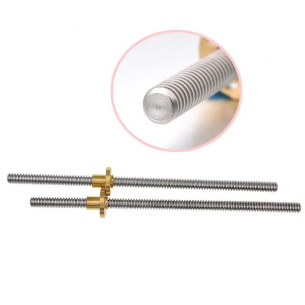 T8 Stainless Steel Trapezoidal Lead Screw Rod With Brass Nut-8mm
