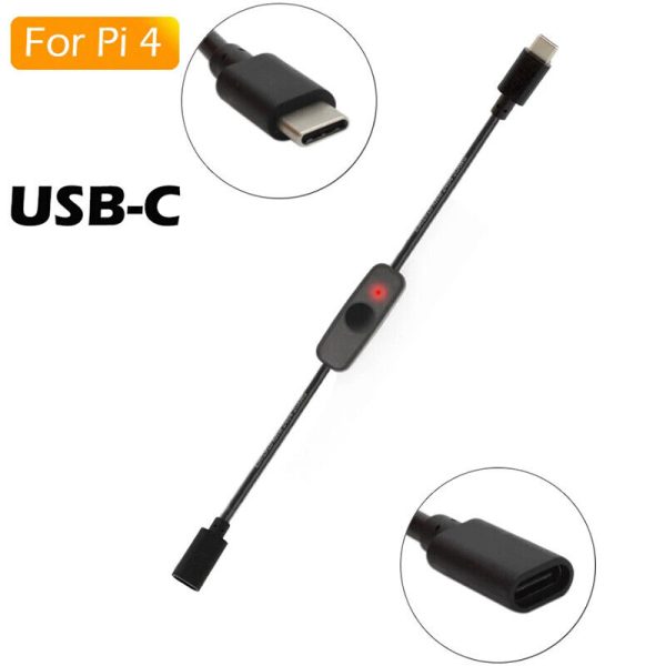 Type-c USB male to female 4A Power supply Cable with ON Off Switch