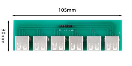 USB A Female 6 Port to 6 Pin Header 