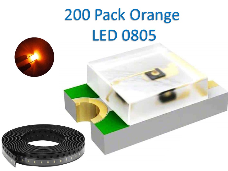 0805 SMD 200pcs Orange LED Light Emitting Diodes prototype Raspberry Pi