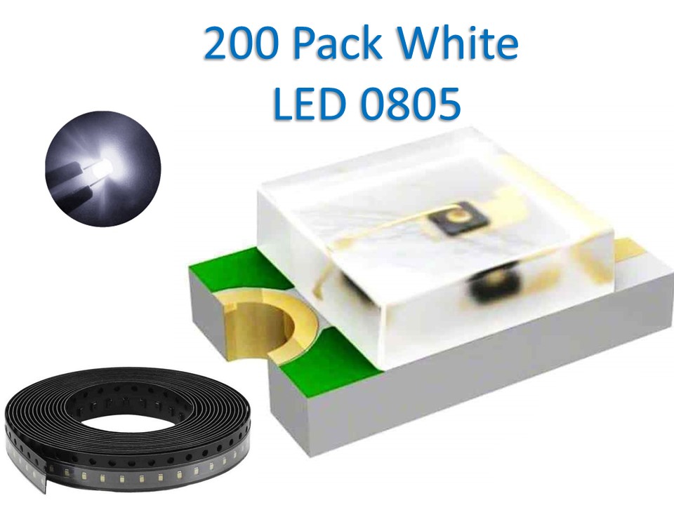 0805 SMD 200pcs White LED Light Emitting Diodes prototype Raspberry Pi