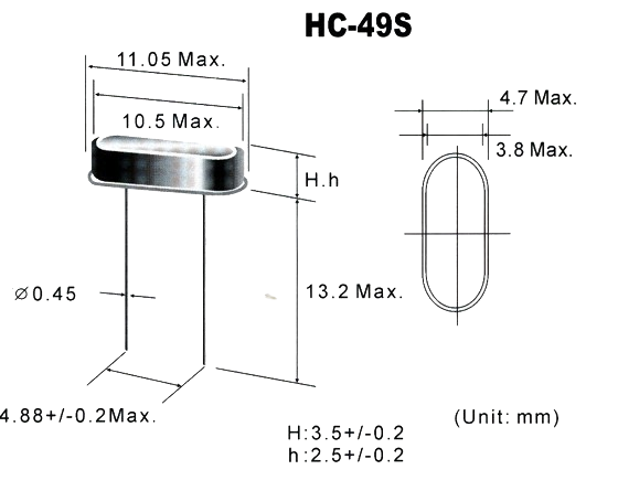 HC-49/S 8 MHz Quartz Crystal Resonator Piezoelectric Oscillator