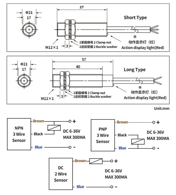 NJK-5002B PNP Hall Sensor Proximity Switch 5-30VDC With Magnet