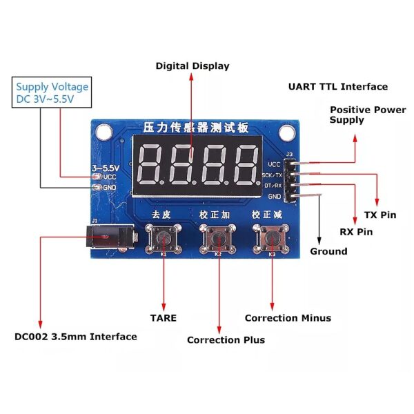 HX711 4 digit Display Electronic Scale Pressure Module