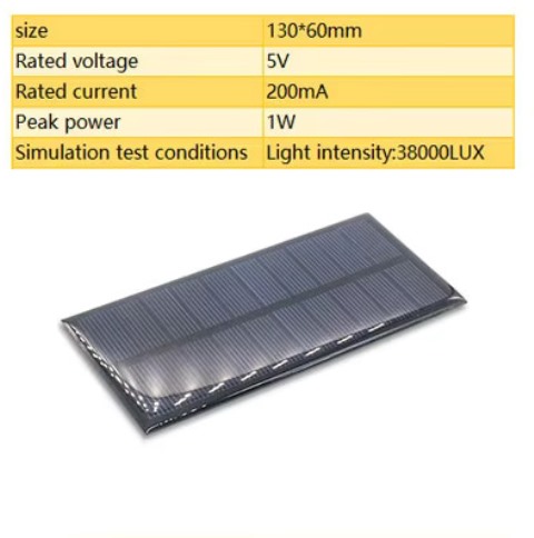 Mini Solar Panel 60x130mm 1W 5.0V 200mA