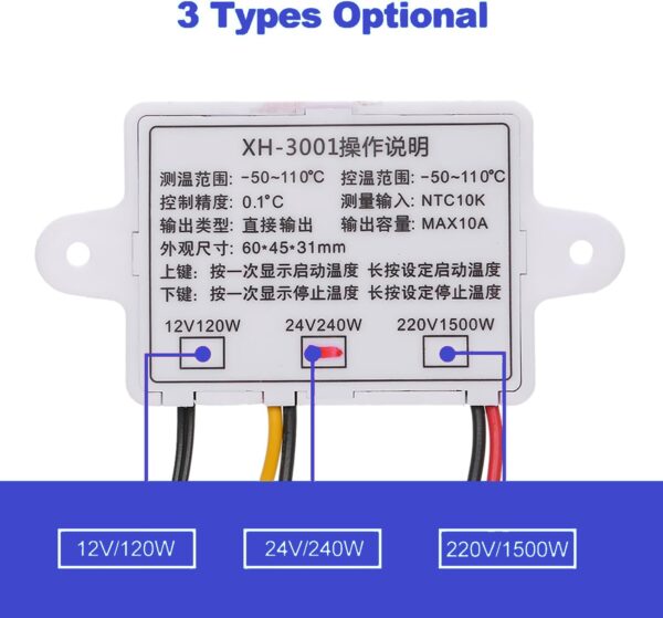 XH-W3001 Thermostat 12VDC NTC with LED Display