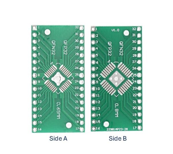 HTQFP QFN32 to DIP32 0.8/0.65mm Adapter PCB