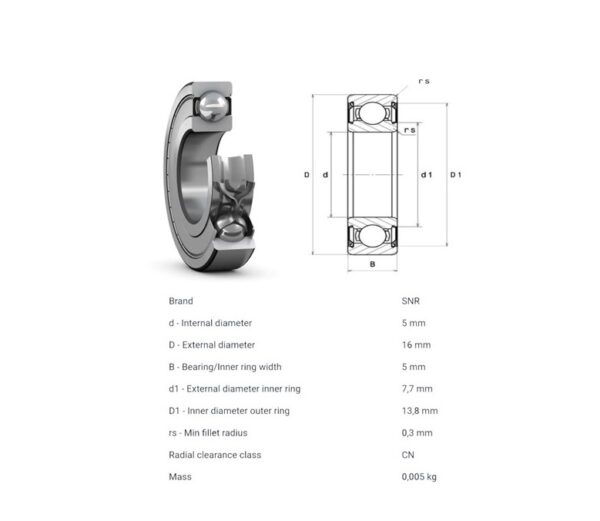 625ZZ Ball Bearing (6x16x5)