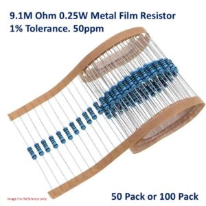 9.1M Ohm 0.25W Metal Film Resistor